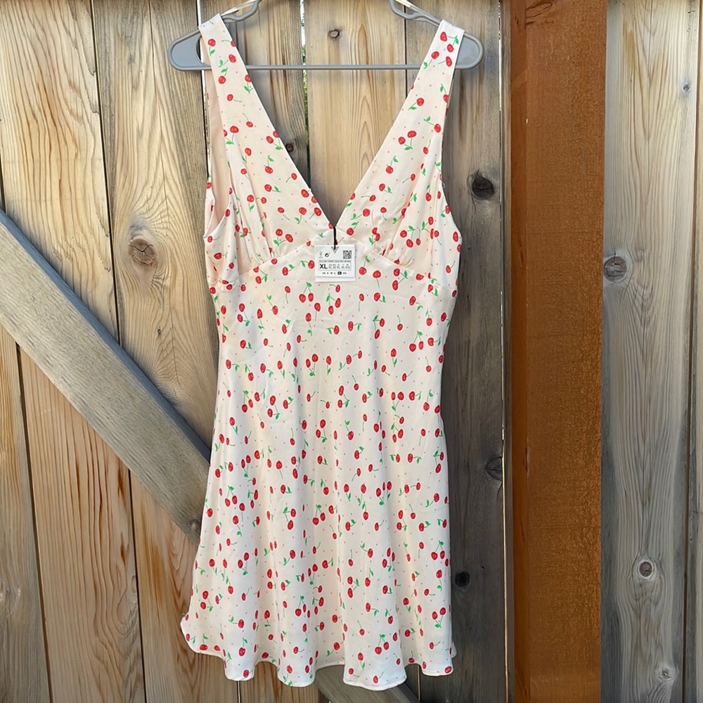 Zara Cherry Satin Effect Mini Dress